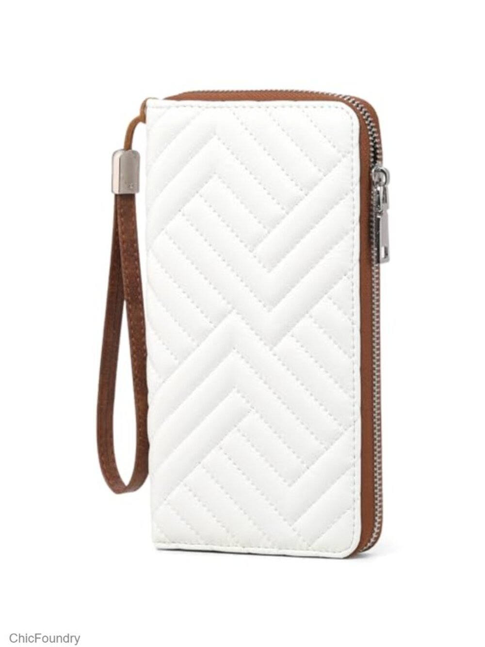 Vegan Leather Quilted Zip-Around Wristlet Wallet RFID Blocking Large Capacity